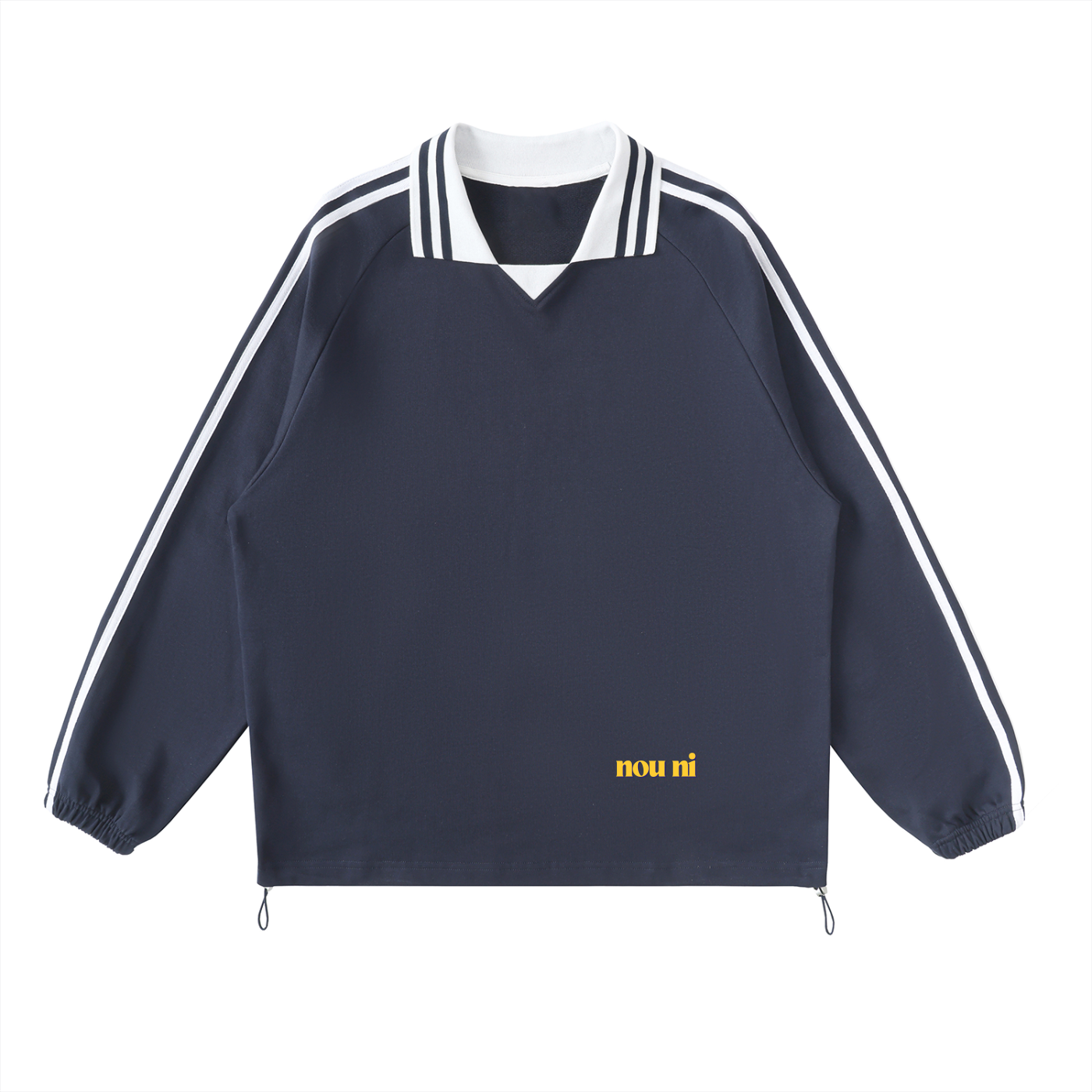 Contrast Striped Lapel Collar Sweatshirt