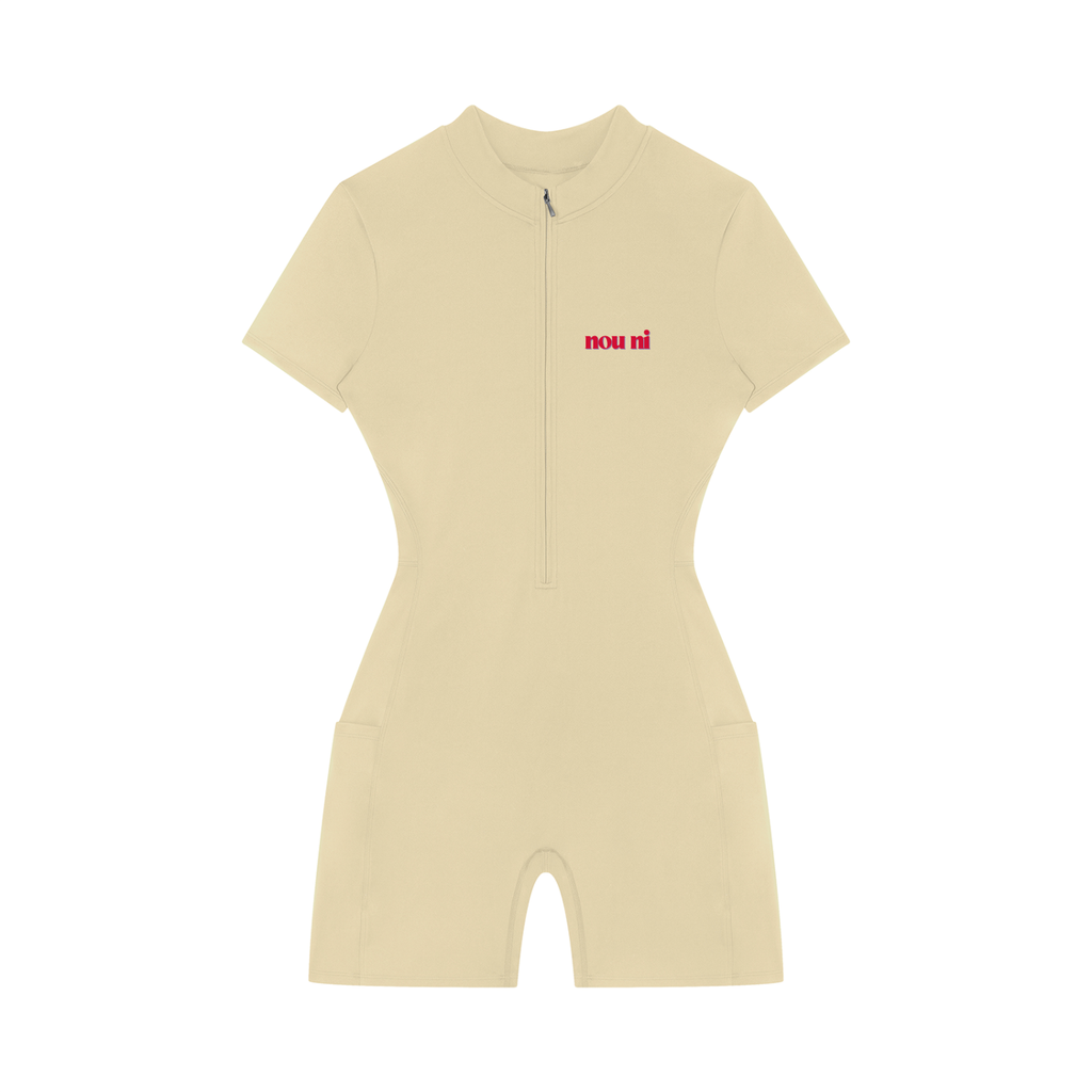 Women's Quarter-Zip Short Sleeve Romper