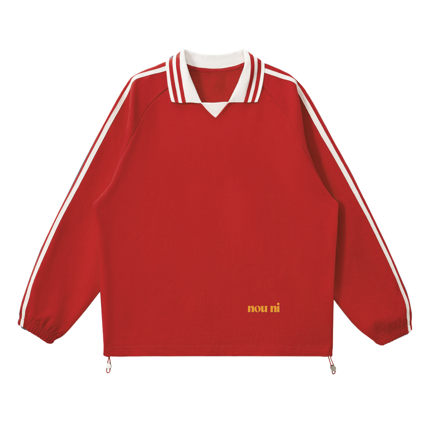 Contrast Striped Lapel Collar Sweatshirt