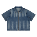 Unisex Vintage Washed Full-Zip Denim Shirt