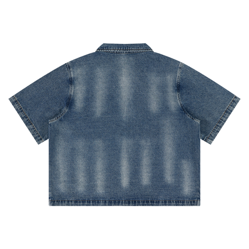 Unisex Vintage Washed Full-Zip Denim Shirt