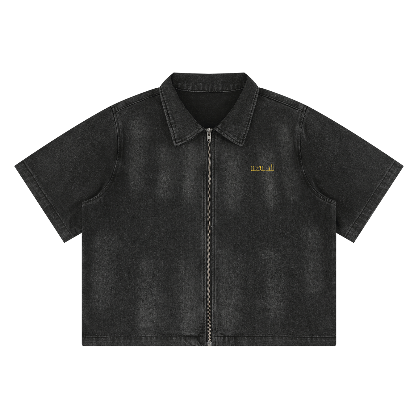 Unisex Vintage Washed Full-Zip Denim Shirt